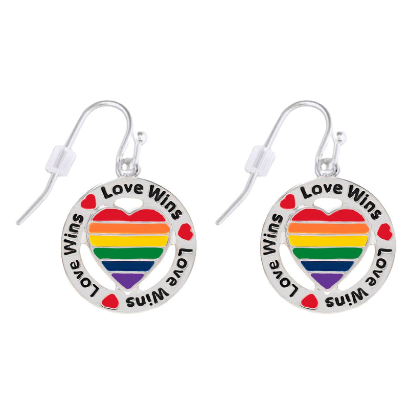 Round Rainbow Love Wins Hanging Earrings - Fundraising For A Cause