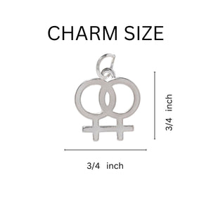 Same Sex Female Symbol Charm Leather Bracelets - Fundraising For A Cause