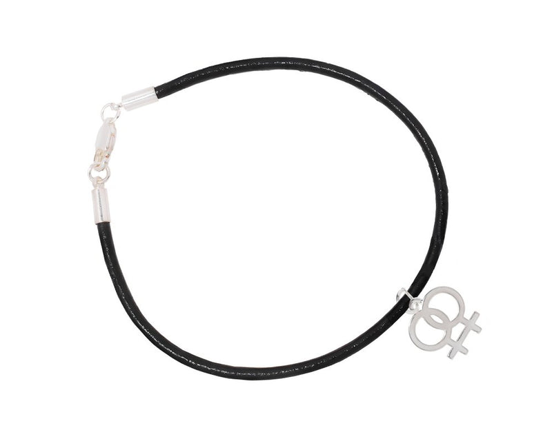 Same Sex Female Symbol Charm Leather Bracelets - Fundraising For A Cause
