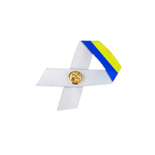 Load image into Gallery viewer, Satin Blue &amp; Yellow Ribbon Pins - Fundraising For A Cause