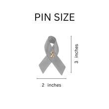 Load image into Gallery viewer, Satin Gray Brain Cancer Awareness Ribbon Pins - Fundraising For A Cause