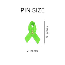 Load image into Gallery viewer, Satin Lime Green Awareness Ribbon Pins - Fundraising For A Cause