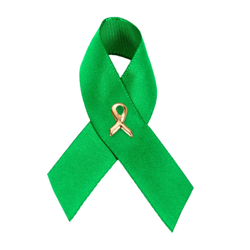 Bulk Satin Green Ribbon Pins for Mental Health, Organ Donation