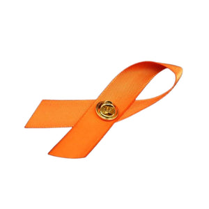 Satin Orange Ribbon Awareness Pins - Fundraising For A Cause