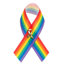 Load image into Gallery viewer, Satin Rainbow Striped Ribbon Pins - Fundraising For A Cause