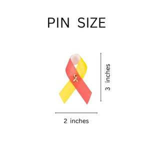 Satin Red & Yellow Ribbon Pins - Fundraising For A Cause
