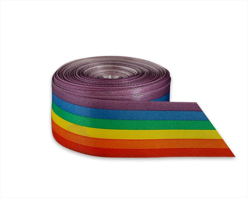 Satin Striped Rainbow Ribbon By The Yard (20 Yards) - Fundraising For A Cause