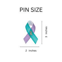 Load image into Gallery viewer, Satin Teal &amp; Purple Ribbon Pins - Fundraising For A Cause