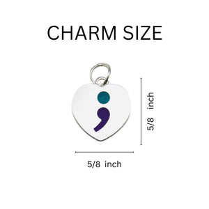 Semicolon Suicide Prevention Awareness Chunky Charm Bracelets - Fundraising For A Cause