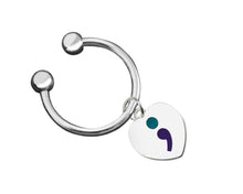 Load image into Gallery viewer, Semicolon Suicide Prevention Awareness Heart Key Chains - Fundraising For A Cause
