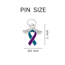 Load image into Gallery viewer, Sexual Assault Angel Teal &amp; Purple Ribbon Pins - Fundraising For A Cause