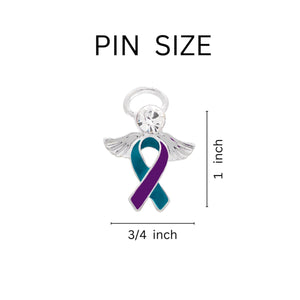 Sexual Assault Angel Teal & Purple Ribbon Pins - Fundraising For A Cause