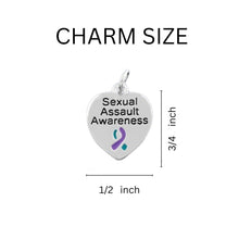 Load image into Gallery viewer, Sexual Assault Awareness Heart Charm Horseshoe Keychains - Fundraising For A Cause