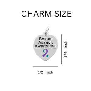 Sexual Assault Awareness Heart Charm Horseshoe Keychains - Fundraising For A Cause