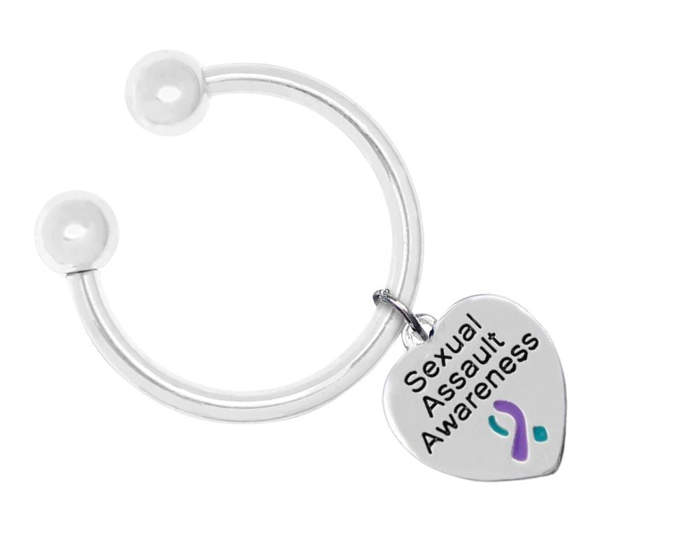 Sexual Assault Awareness Heart Charm Horseshoe Keychains - Fundraising For A Cause