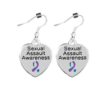 Load image into Gallery viewer, Sexual Assault Awareness Heart Hanging Earrings - Fundraising For A Cause