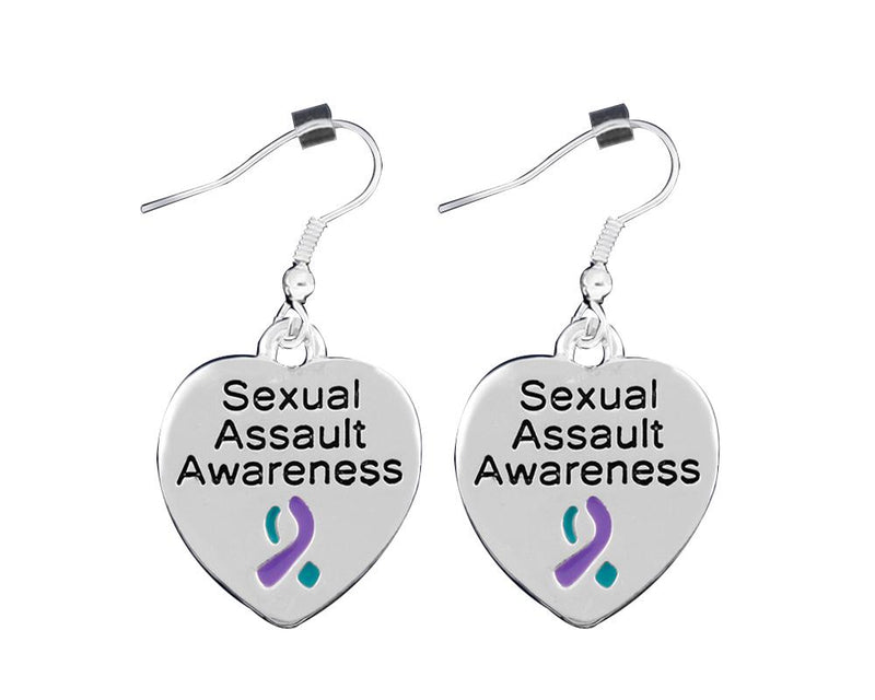 Sexual Assault Awareness Heart Hanging Earrings - Fundraising For A Cause