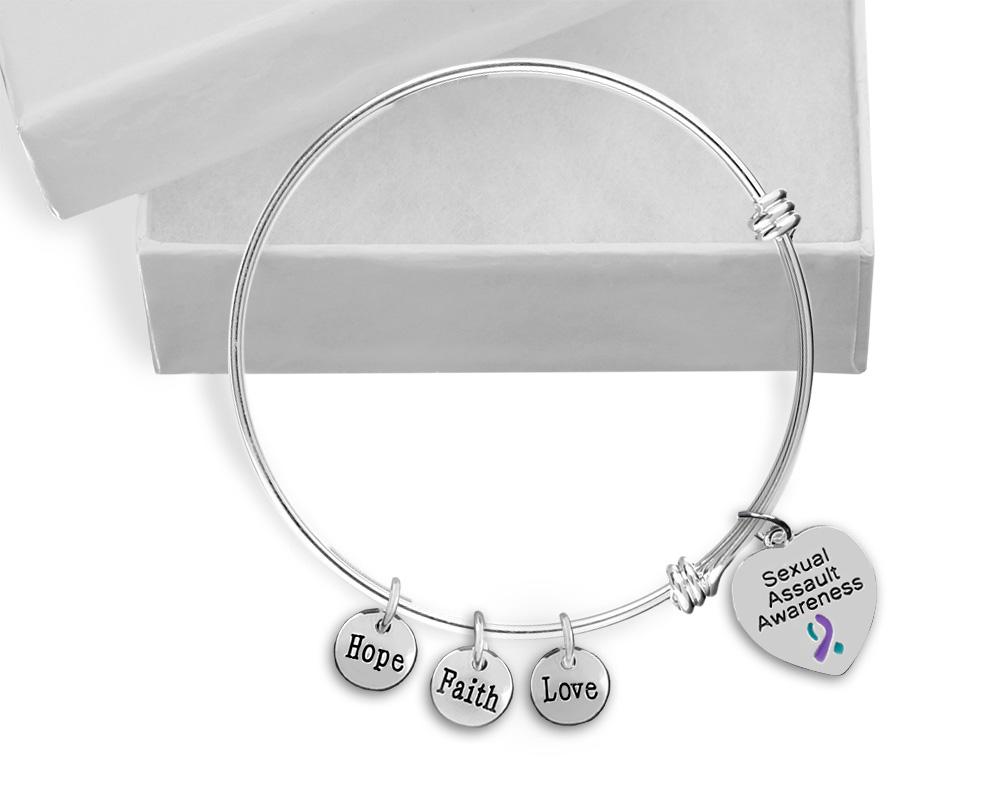 Sexual Assault Awareness Retractable Charm Bracelets - Fundraising For A Cause