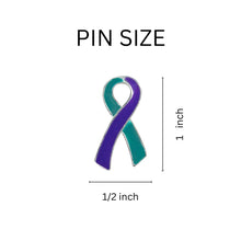 Load image into Gallery viewer, Sexual Assault Large Flat Teal &amp; Purple Ribbon Lapel Pins - Fundraising For A Cause
