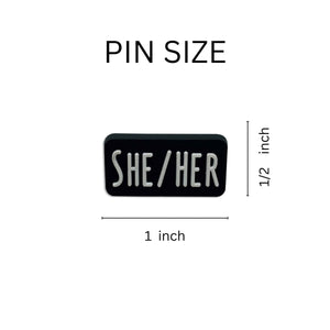 She Her Black Rectangle Pronoun Silicone Pins - Fundraising For A Cause