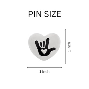 Sign Language Symbol for I Love You Deaf Sign Heart Pins - Fundraising For A Cause