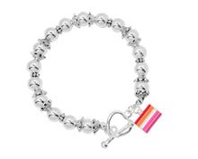 Load image into Gallery viewer, Silver Beaded Lesbian Sunset Flag Charm Bracelets - Fundraising For A Cause
