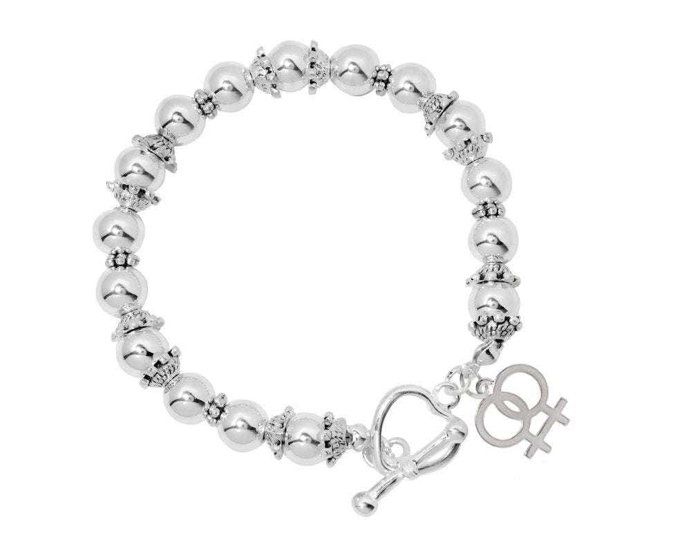 Silver Beaded Same Sex Symbol Charm Bracelets - Fundraising For A Cause