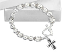 Load image into Gallery viewer, Silver Blessed, Hope, Faith, and Love Cross Beaded Charm Bracelets - Fundraising For A Cause