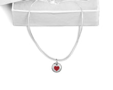 Load image into Gallery viewer, Silver Circle Red Heart Necklaces - Fundraising For A Cause