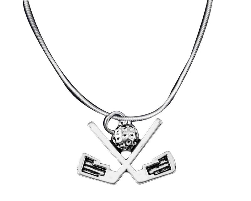 Silver Golf Club Charm Necklaces , Bulk Golf Club Pendant Jewelry