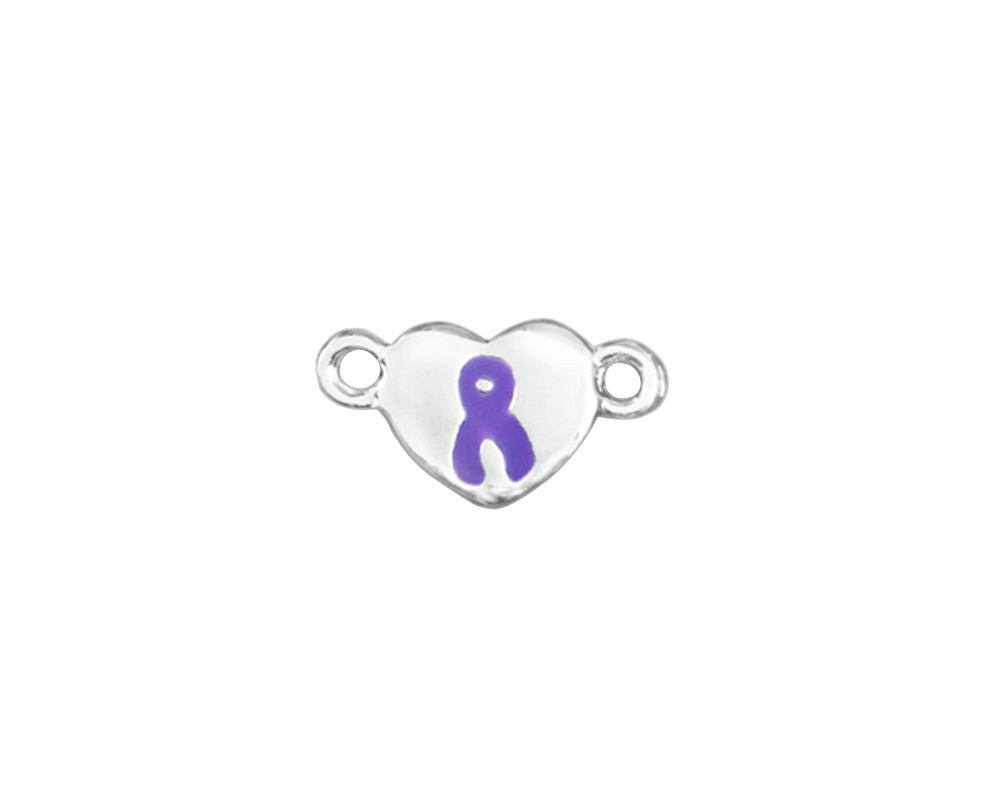 Silver Heart Purple Ribbon Charm - Fundraising For A Cause