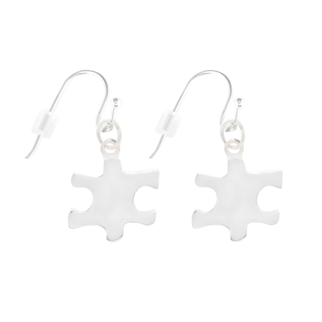 Silver Puzzle Piece Hanging Earrings - Fundraising For A Cause