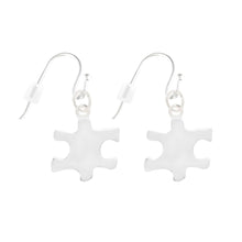 Load image into Gallery viewer, Silver Puzzle Piece Hanging Earrings - Fundraising For A Cause