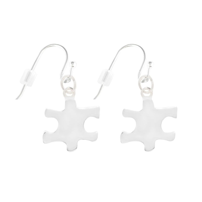 Silver Puzzle Piece Hanging Earrings - Fundraising For A Cause