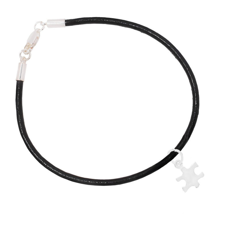 Small Autism Puzzle Piece Leather Cord Bracelets - Fundraising For A Cause