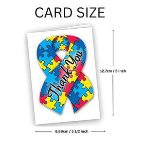 Small Autism Ribbon Thank You Cards (12 Cards/Pack) - Fundraising For A Cause