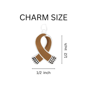Small Brown Ribbon Retractable Charm Bracelets - Fundraising For A Cause
