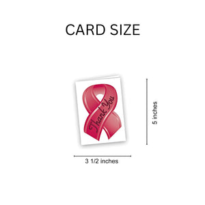 Small Burgundy Ribbon Thank You Cards (12 Cards/Pack) - Fundraising For A Cause