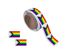 Load image into Gallery viewer, Small Daniel Quasar &quot;Progress Pride&quot; Rectangle Flag Stickers (250 per Roll) - Fundraising For A Cause