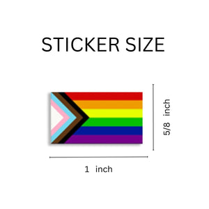Small Daniel Quasar "Progress Pride" Rectangle Flag Stickers (250 per Roll) - Fundraising For A Cause