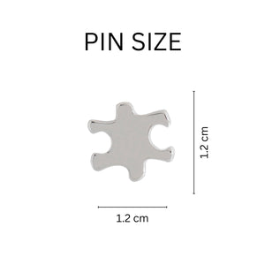 Small Elegant Silver Autism Awareness Puzzle Lapel Pins - Fundraising For A Cause