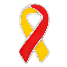 Load image into Gallery viewer, Small Flat Red &amp; Yellow Ribbon Pins - Fundraising For A Cause