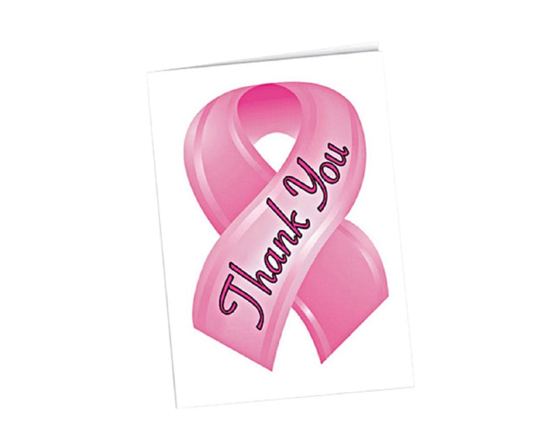 Small Pink Ribbon Thank You Cards (12 Cards/Pack) - Fundraising For A Cause