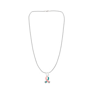 Small Pink & Teal Ribbon Necklaces - Fundraising For A Cause
