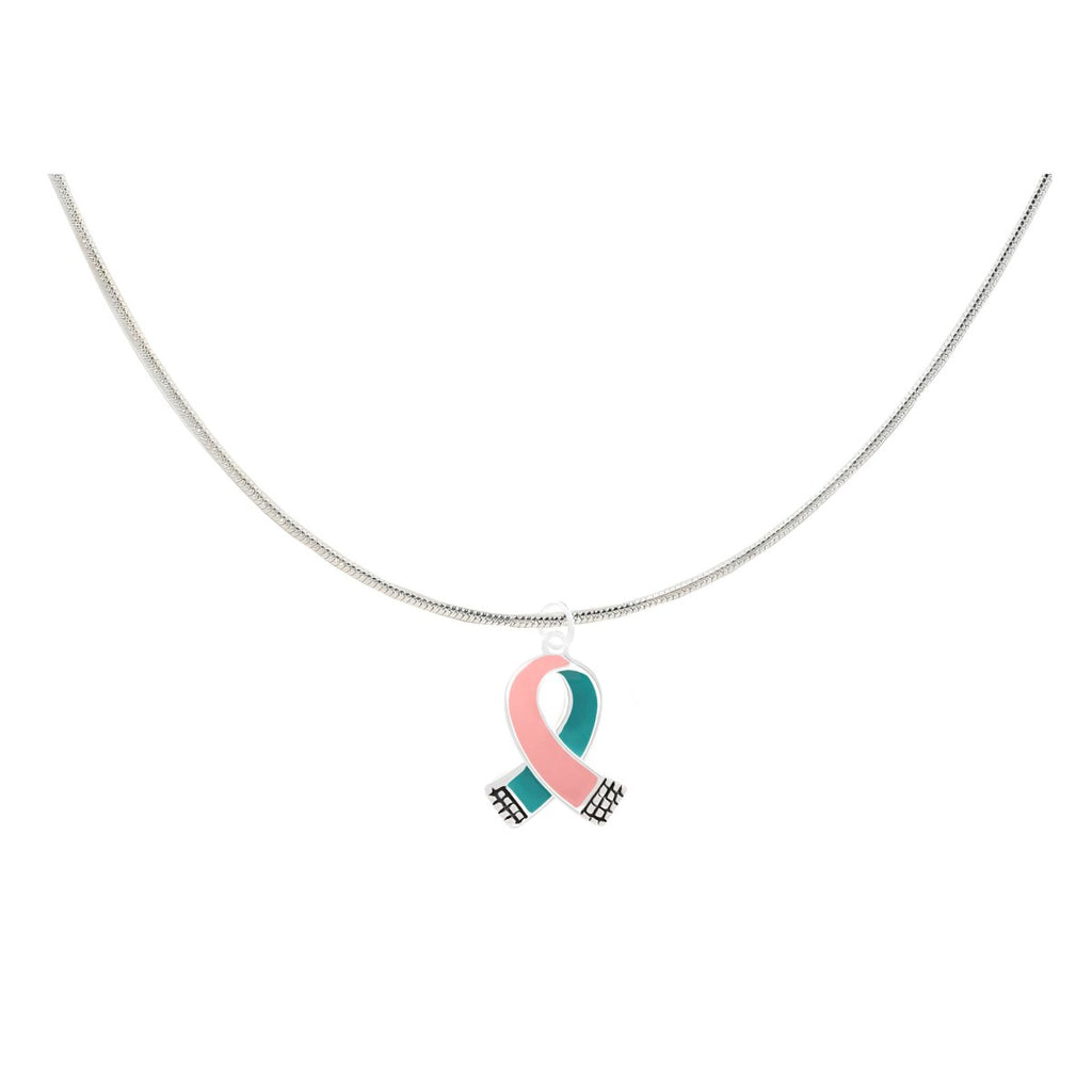 Small Pink & Teal Ribbon Necklaces - Fundraising For A Cause