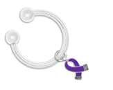 Small Purple Ribbon Horse Shoe Keychain Ring - Fundraising For A Cause