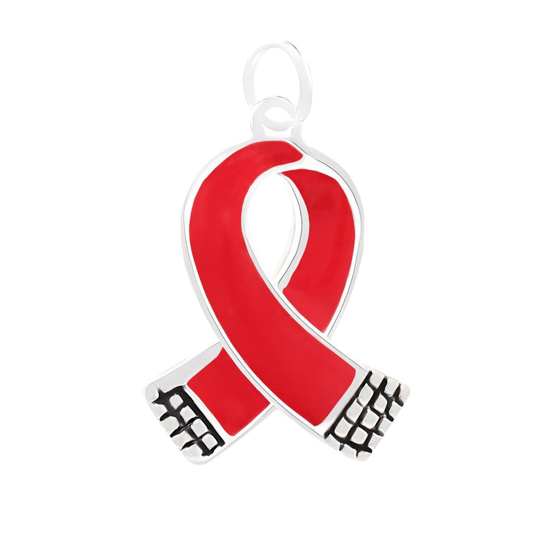 Small Red Ribbon Charms - Fundraising For A Cause