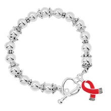 Load image into Gallery viewer, Small Red Ribbon Silver Beaded Charm Bracelets - Fundraising For A Cause