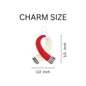 Small Red & White Ribbon Awareness Retractable Bracelet - Fundraising For A Cause
