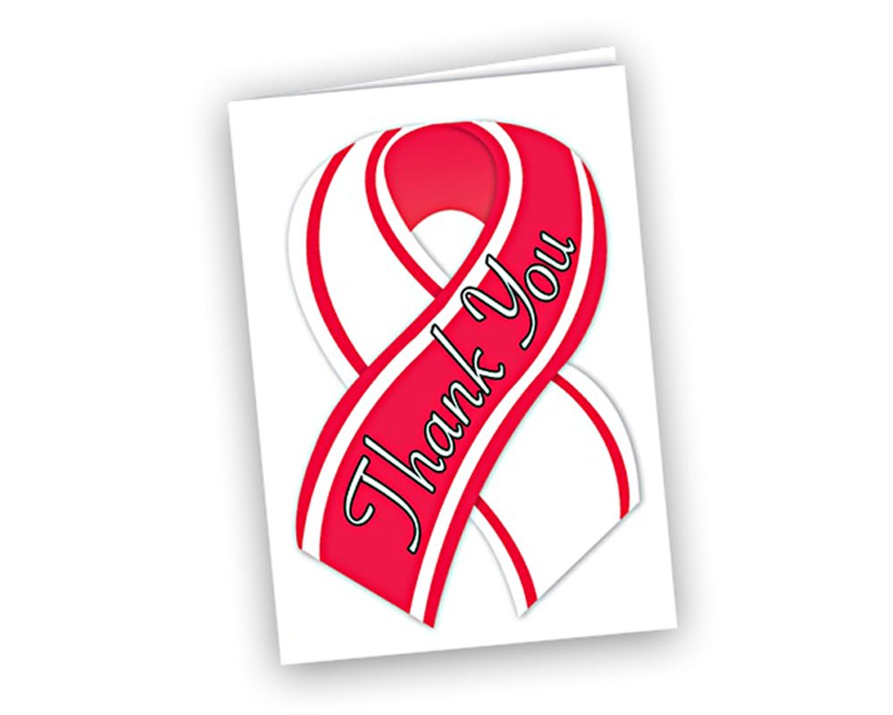 Small Red & White Ribbon Thank You Cards (12 Cards/Pack) - Fundraising For A Cause